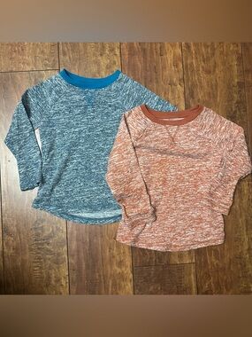 Boys Long-Sleeve Heathered Tops - Blue and Rust